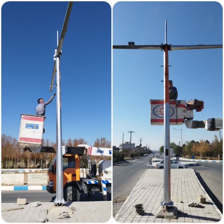 تداوم عملیات راه اندازی و اصلاح دوربین های پایش تصویری در راستای ارتقای امنیت شهروندان توسط شهرداری زیباشهر در محله ها و ورودی و خروجی معابر سطح شهر