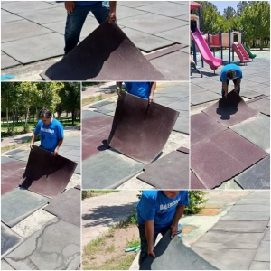 ترمیم و بهسازی کف‌پوش‌های پارک‌های بازی کودکان در زیباشهر  در راستای ارتقای ایمنی